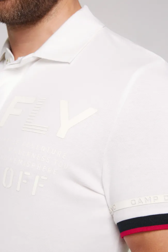 Herren CAMP DAVID & SOCCX Pikee-Polo mit tonigem Rubber Artwork