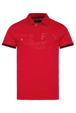 Herren CAMP DAVID & SOCCX Pikee-Polo mit tonigem Rubber Artwork flight red