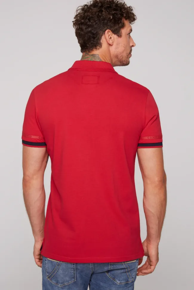 Herren CAMP DAVID & SOCCX Pikee-Polo mit tonigem Rubber Artwork flight red