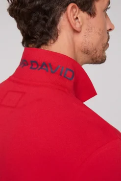 Herren CAMP DAVID & SOCCX Pikee-Polo mit tonigem Rubber Artwork flight red
