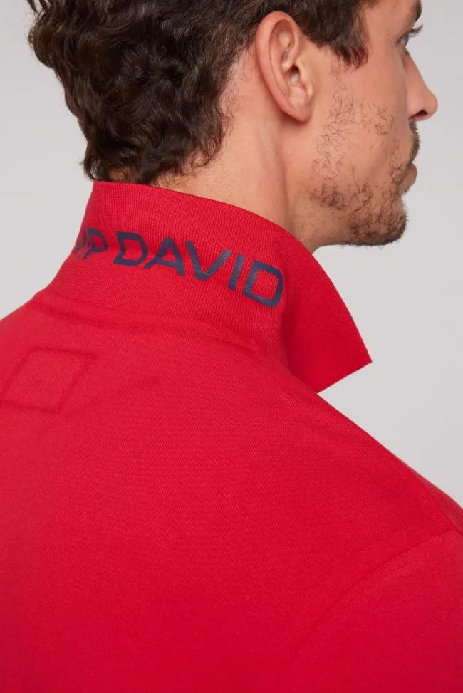 Herren CAMP DAVID & SOCCX Pikee-Polo mit tonigem Rubber Artwork flight red