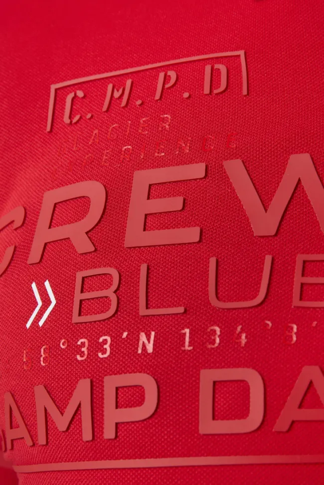 Herren CAMP DAVID & SOCCX Pikee-Polo mit tonigem Rubber Artwork flight red
