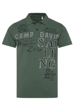 Herren CAMP DAVID & SOCCX Pikee-Poloshirt mit Sailing Print grey green | L