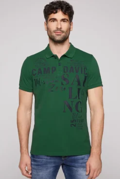Herren CAMP DAVID & SOCCX Pikee-Poloshirt mit Sailing Print raw green