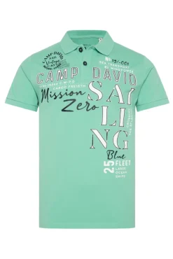 Herren CAMP DAVID & SOCCX Pikee-Poloshirt mit Sailing Print sea green | L