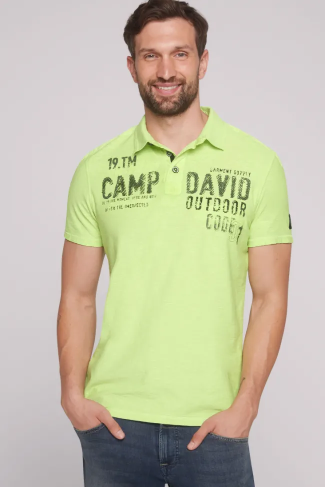 Herren CAMP DAVID & SOCCX Polo mit Schultertapes und Logo Artwork poison ivy