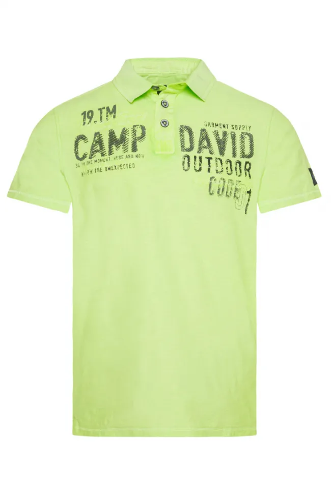 Herren CAMP DAVID & SOCCX Polo mit Schultertapes und Logo Artwork poison ivy