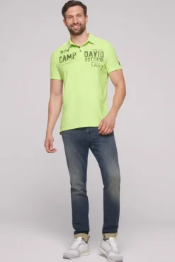 Herren CAMP DAVID & SOCCX Polo mit Schultertapes und Logo Artwork poison ivy