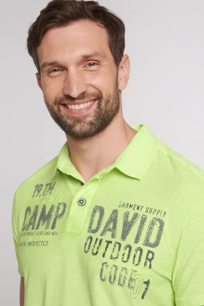 Herren CAMP DAVID & SOCCX Polo mit Schultertapes und Logo Artwork poison ivy