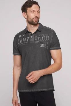 Herren CAMP DAVID & SOCCX Polo mit Schultertapes und Logo Artwork