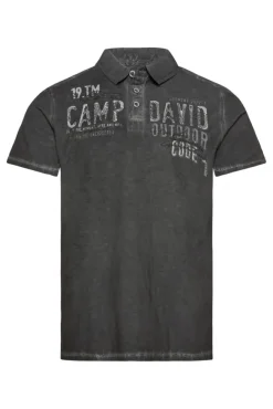 Herren CAMP DAVID & SOCCX Polo mit Schultertapes und Logo Artwork