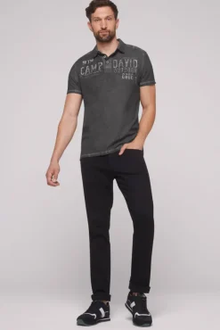 Herren CAMP DAVID & SOCCX Polo mit Schultertapes und Logo Artwork
