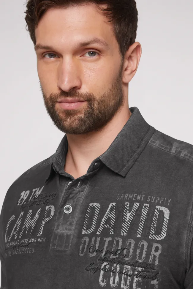 Herren CAMP DAVID & SOCCX Polo mit Schultertapes und Logo Artwork