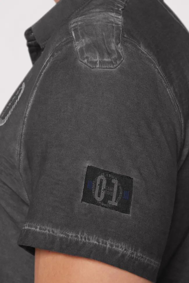 Herren CAMP DAVID & SOCCX Polo mit Schultertapes und Logo Artwork