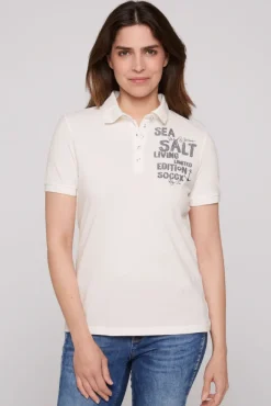 Damen CAMP DAVID & SOCCX Poloshirt aus Pikee mit Glitter Print