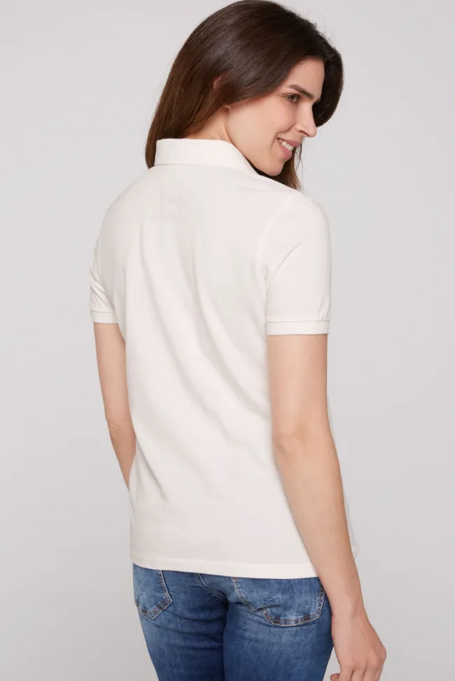 Damen CAMP DAVID & SOCCX Poloshirt aus Pikee mit Glitter Print