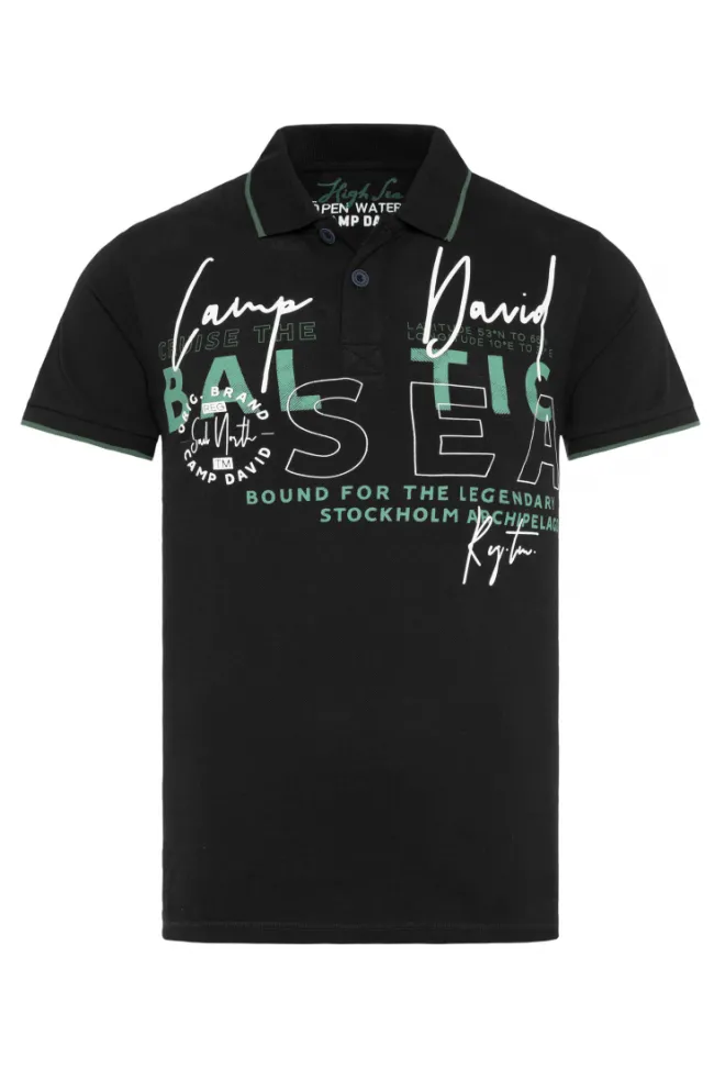 Herren CAMP DAVID & SOCCX Poloshirt aus Pikee mit Rubber Print