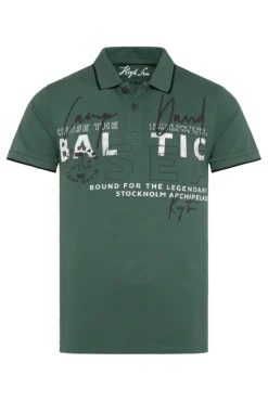 Herren CAMP DAVID & SOCCX Poloshirt aus Pikee mit Rubber Print dark green