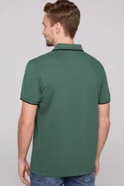 Herren CAMP DAVID & SOCCX Poloshirt aus Pikee mit Rubber Print dark green