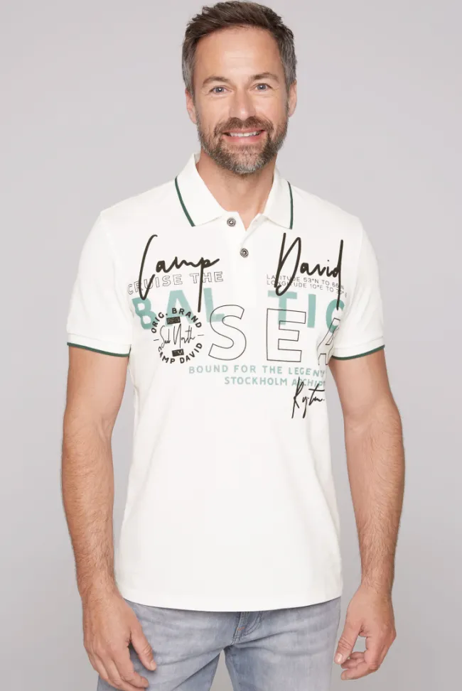 Herren CAMP DAVID & SOCCX Poloshirt aus Pikee mit Rubber Print