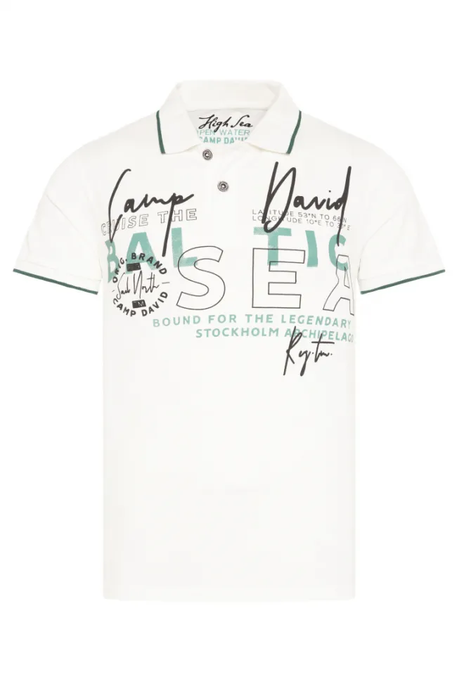 Herren CAMP DAVID & SOCCX Poloshirt aus Pikee mit Rubber Print