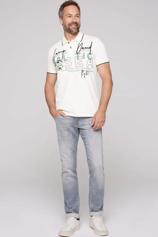 Herren CAMP DAVID & SOCCX Poloshirt aus Pikee mit Rubber Print