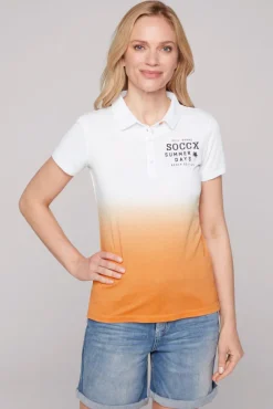 Damen CAMP DAVID & SOCCX Poloshirt Dip Dye mit Rücken-Artwork