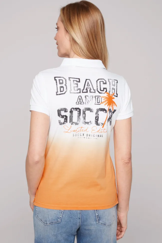 Damen CAMP DAVID & SOCCX Poloshirt Dip Dye mit Rücken-Artwork