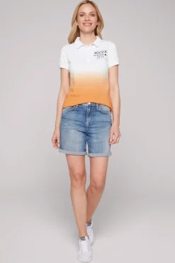Damen CAMP DAVID & SOCCX Poloshirt Dip Dye mit Rücken-Artwork