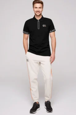 Herren CAMP DAVID & SOCCX Poloshirt mit Zipper und reflektierenden Prints