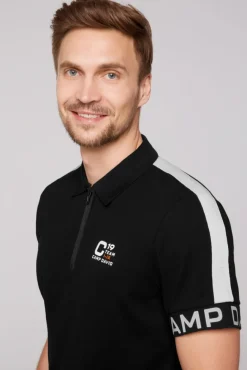 Herren CAMP DAVID & SOCCX Poloshirt mit Zipper und reflektierenden Prints