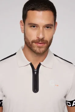 Herren CAMP DAVID & SOCCX Poloshirt mit Zipper und reflektierenden Prints