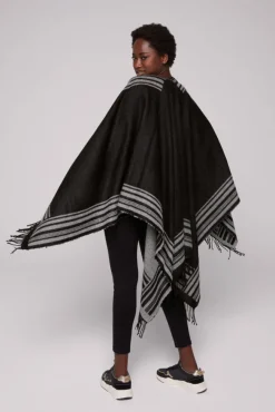 Damen CAMP DAVID & SOCCX Poncho mit Streifen-Design und Fransen black / grey