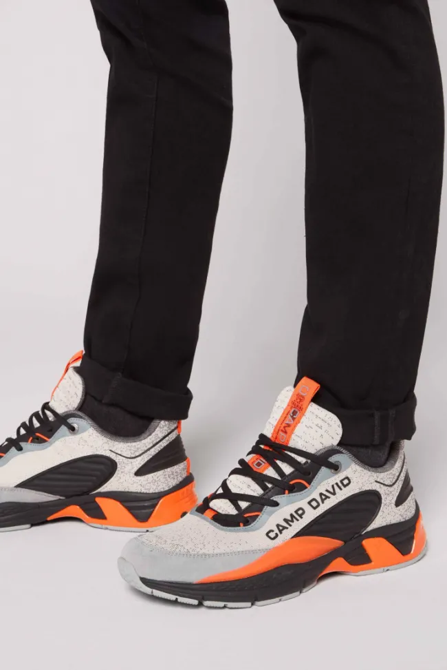 Herren CAMP DAVID & SOCCX Premium Sneaker im Knit-Design mit 3D-Rubber-Elementen shell / black