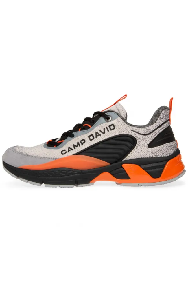 Herren CAMP DAVID & SOCCX Premium Sneaker im Knit-Design mit 3D-Rubber-Elementen shell / black