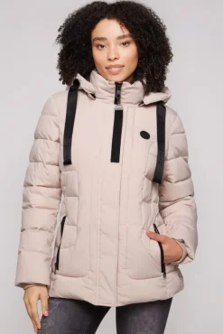 Damen CAMP DAVID & SOCCX Puffer-Jacke mit abtrennbarer Kapuze light beige