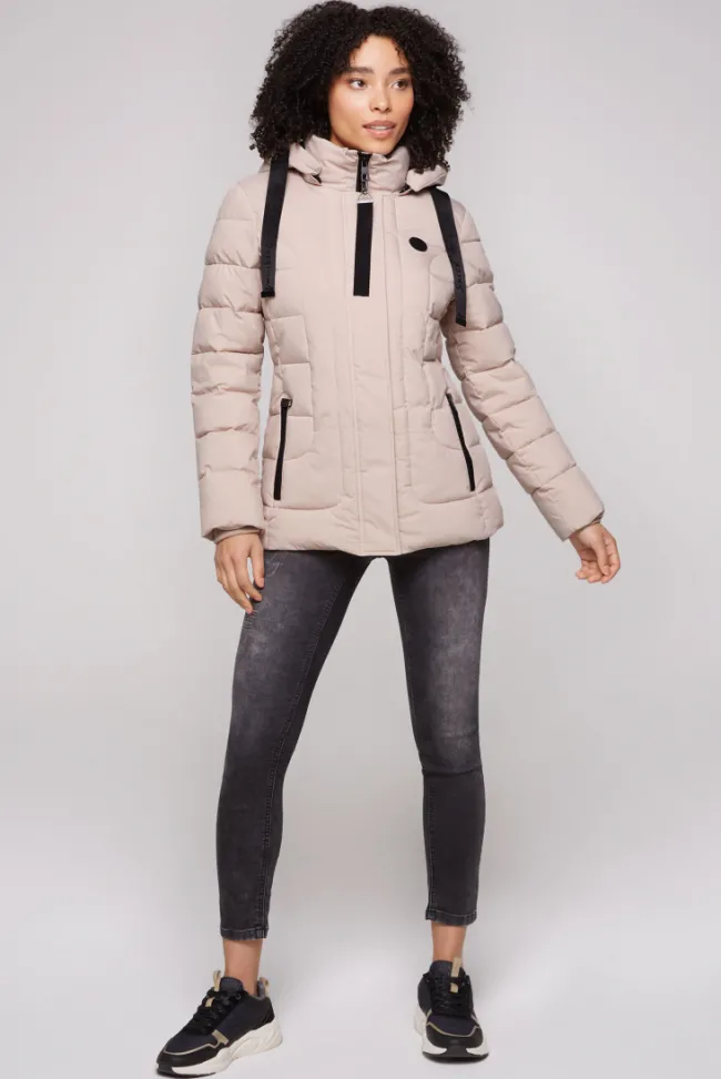 Damen CAMP DAVID & SOCCX Puffer-Jacke mit abtrennbarer Kapuze light beige
