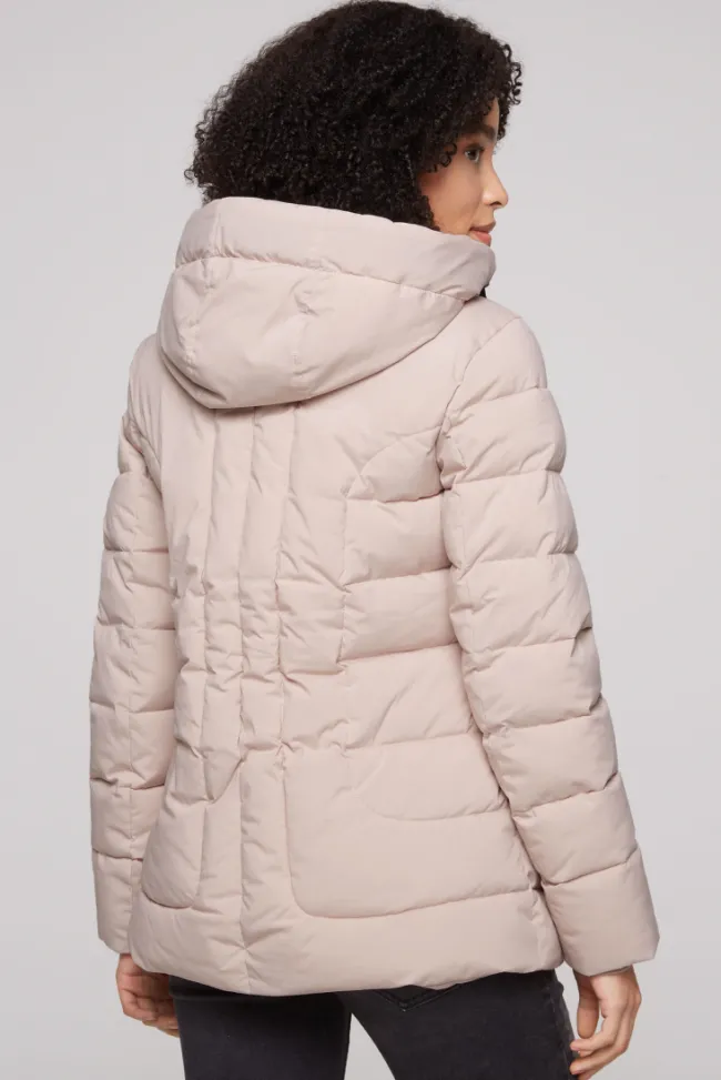 Damen CAMP DAVID & SOCCX Puffer-Jacke mit abtrennbarer Kapuze light beige
