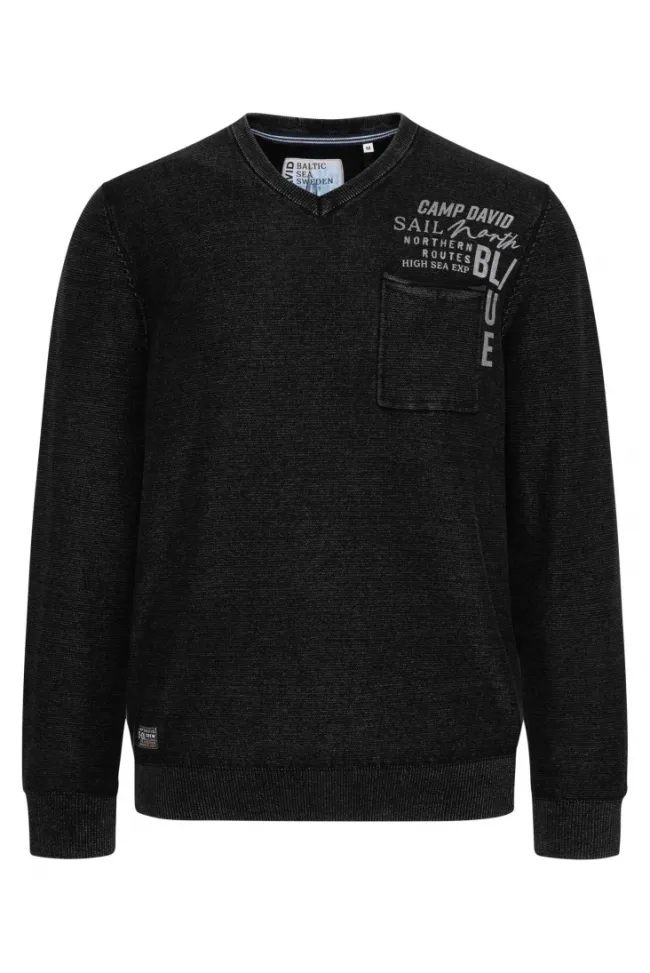 Herren CAMP DAVID & SOCCX Pullover Linksstrick mit Used Look