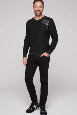 Herren CAMP DAVID & SOCCX Pullover Linksstrick mit Used Look