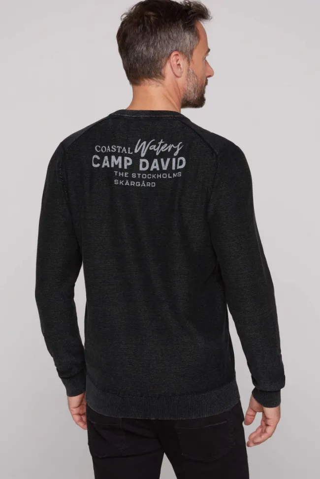 Herren CAMP DAVID & SOCCX Pullover Linksstrick mit Used Look