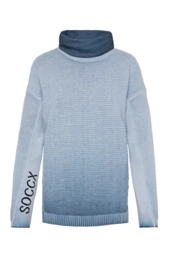 Damen CAMP DAVID & SOCCX Pullover mit Rollkragen und Intarsia-Logo smoky sky