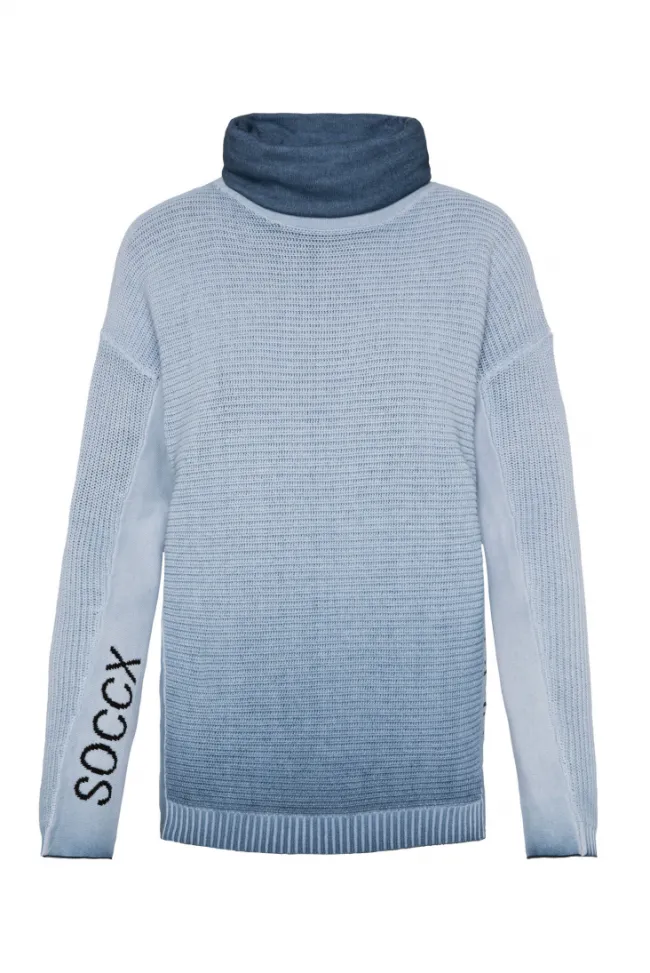 Damen CAMP DAVID & SOCCX Pullover mit Rollkragen und Intarsia-Logo smoky sky