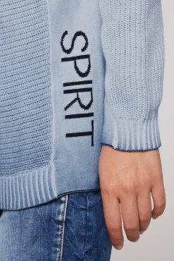 Damen CAMP DAVID & SOCCX Pullover mit Rollkragen und Intarsia-Logo smoky sky
