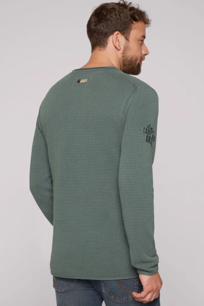 Herren CAMP DAVID & SOCCX Pullover mit V-Ausschnitt und Artworks deep forest