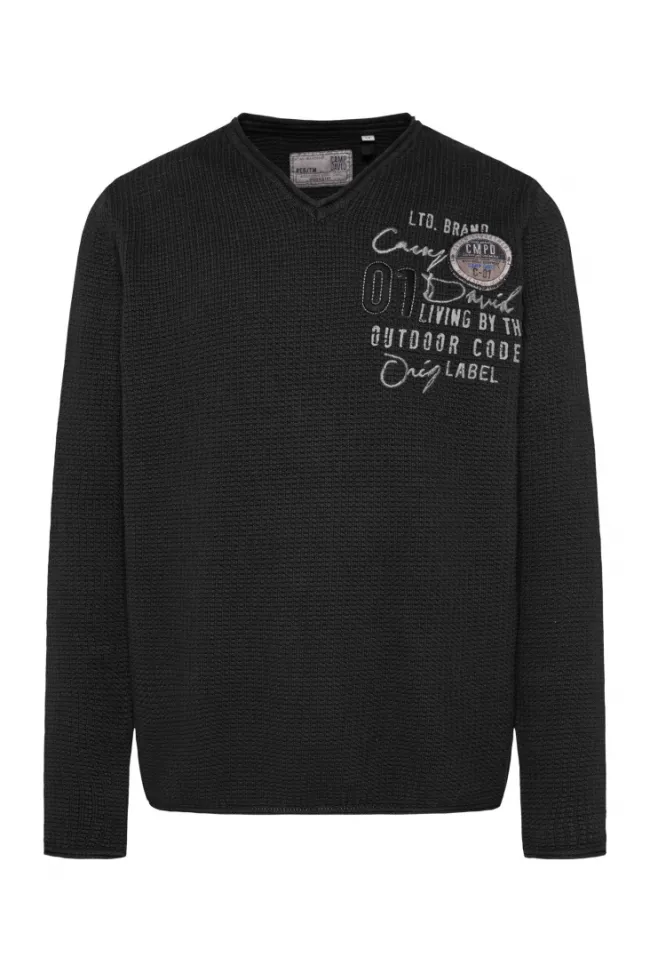 Herren CAMP DAVID & SOCCX Pullover mit V-Ausschnitt und Artworks
