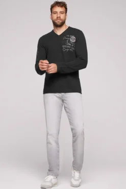 Herren CAMP DAVID & SOCCX Pullover mit V-Ausschnitt und Artworks