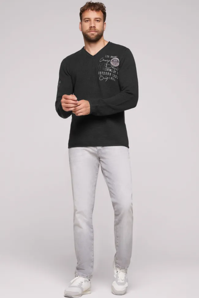 Herren CAMP DAVID & SOCCX Pullover mit V-Ausschnitt und Artworks