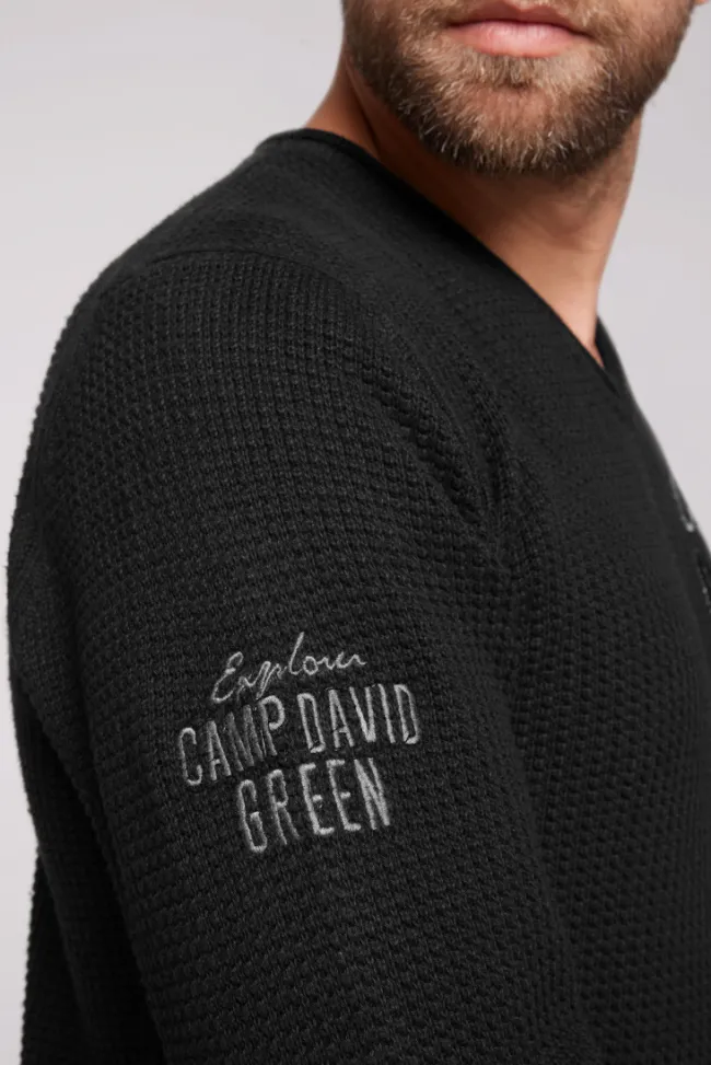 Herren CAMP DAVID & SOCCX Pullover mit V-Ausschnitt und Artworks