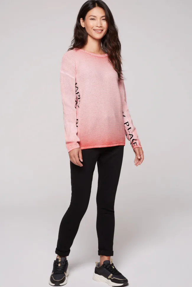 Damen CAMP DAVID & SOCCX Pullover Oil Dyed mit Intarsia-Logo pure coral